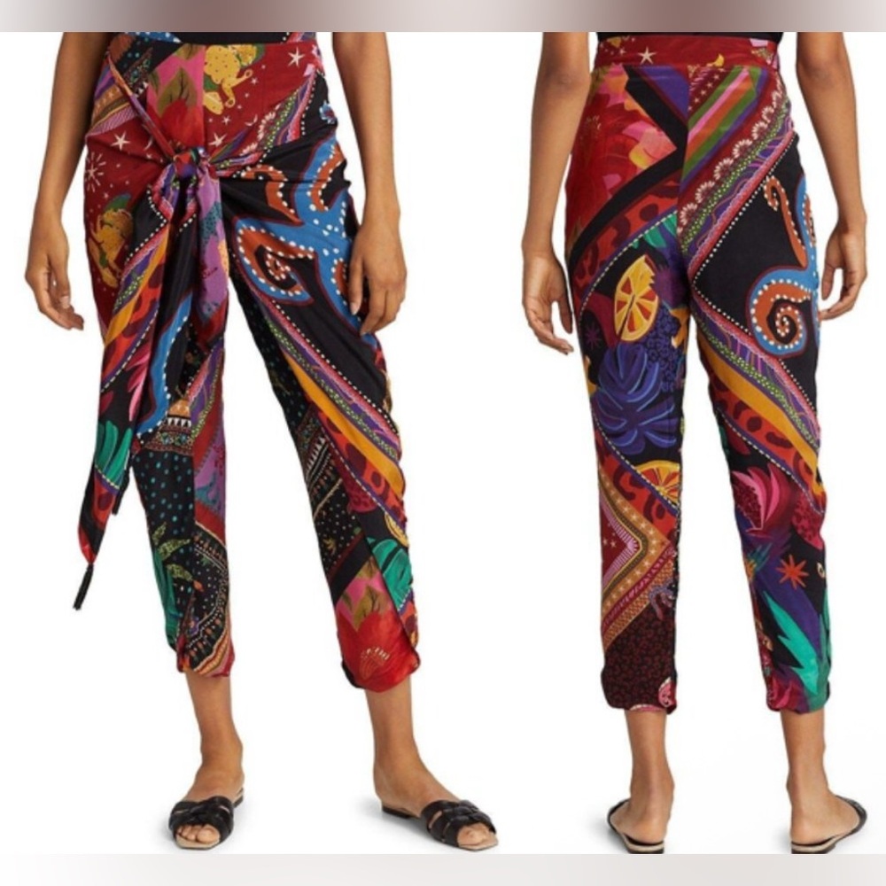 Farm Rio | Patterned Scarf Wrap Pants - Picture 2 of 9